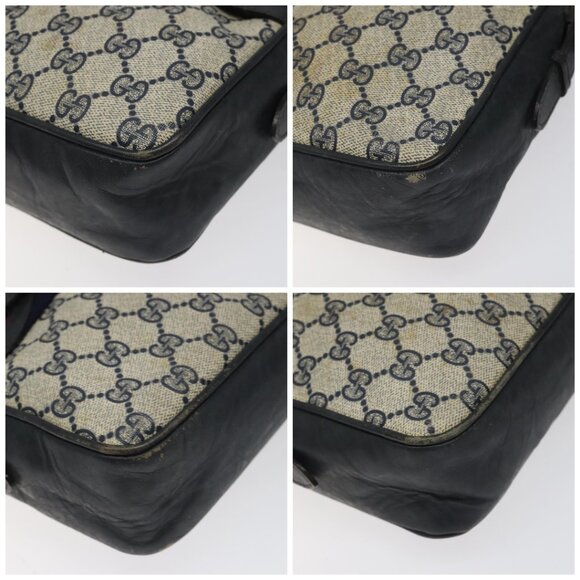 GUCCI GG Supreme Sherry Line Shoulder Bag PVC Navy Red - Picture 16 of 16